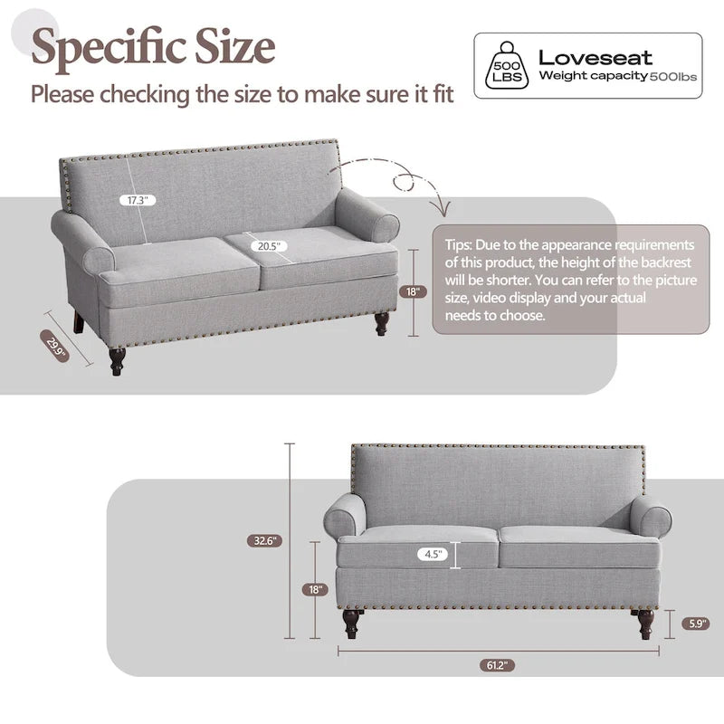 Ensemble fauteuil en tissu et canapé deux places