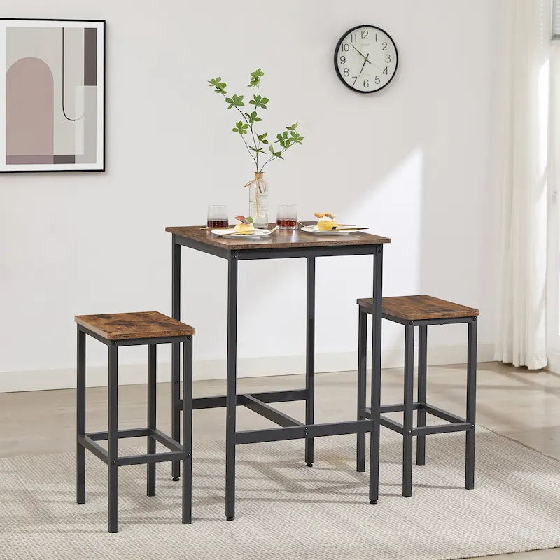 Square Bar Table with 2 Bar Chairs