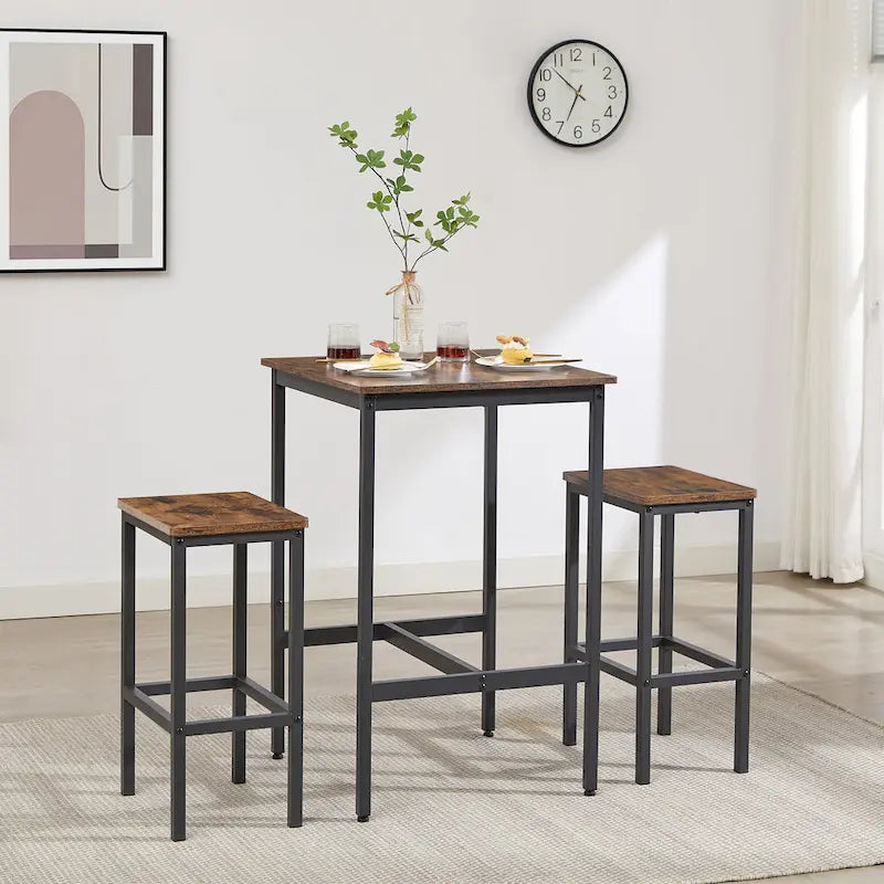 Square Bar Table with 2 Bar Chairs