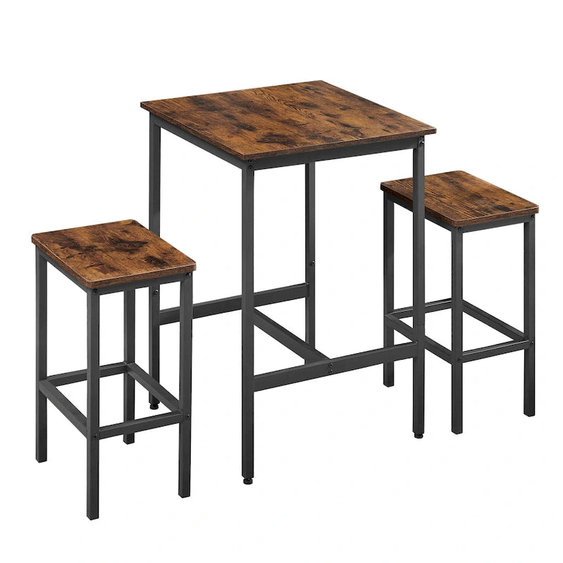 Square Bar Table with 2 Bar Chairs
