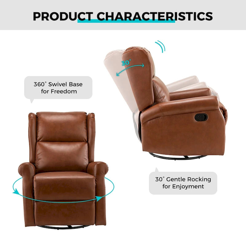 Fauteuil de maternité pivotant moderne en similicuir avec piètement en métal