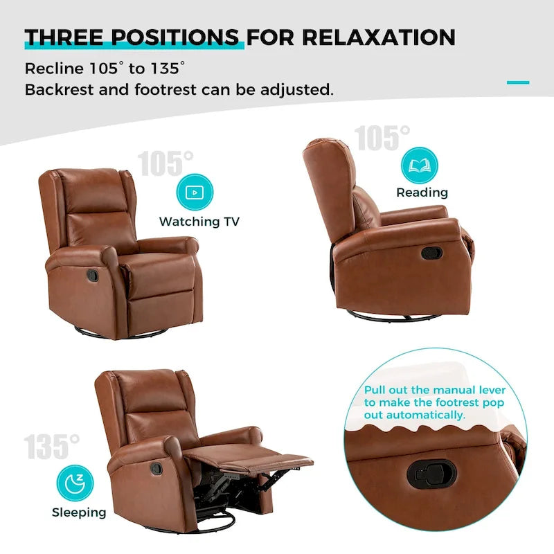 Fauteuil de maternité pivotant moderne en similicuir avec piètement en métal