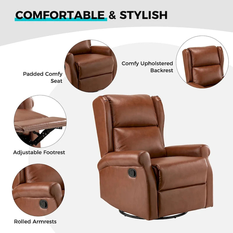 Fauteuil de maternité pivotant moderne en similicuir avec piètement en métal
