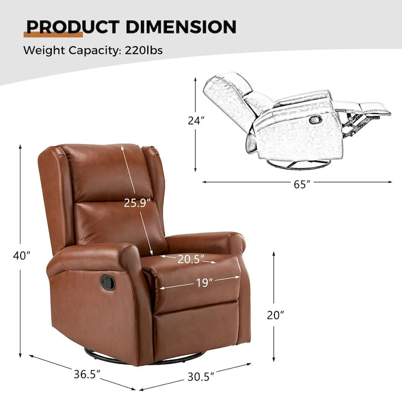 Fauteuil de maternité pivotant moderne en similicuir avec piètement en métal