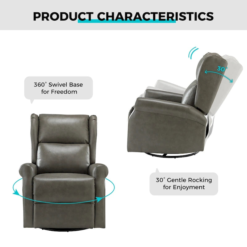 Fauteuil de maternité pivotant moderne en similicuir avec piètement en métal