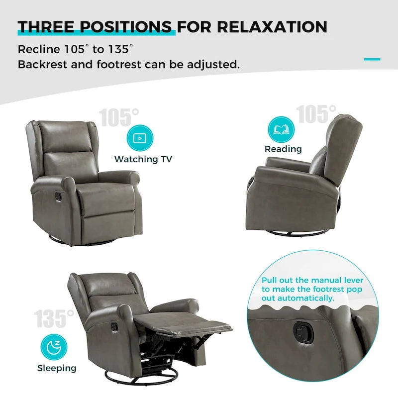 Fauteuil de maternité pivotant moderne en similicuir avec piètement en métal