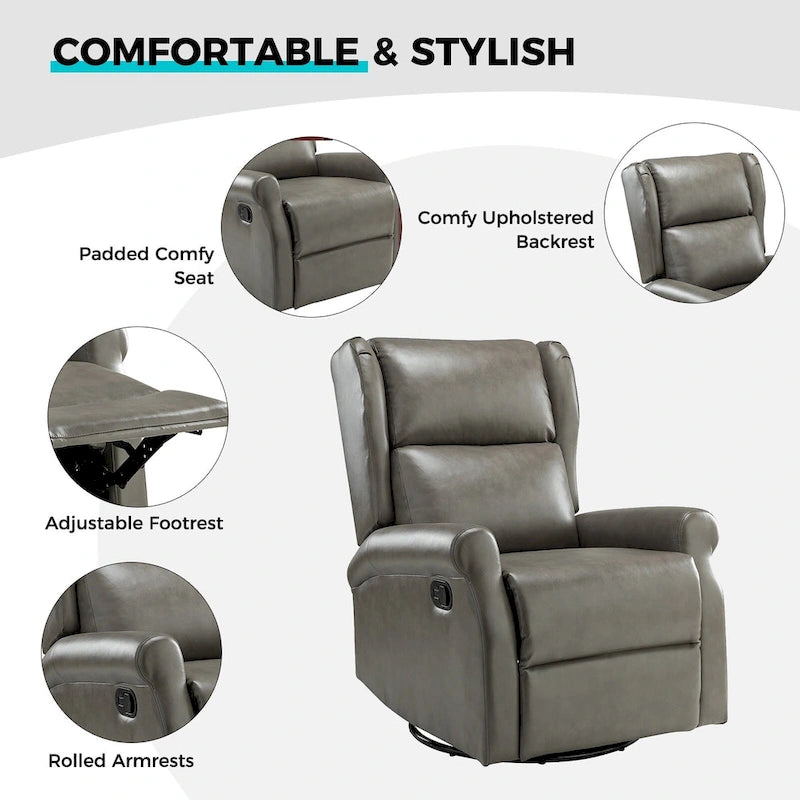 Fauteuil de maternité pivotant moderne en similicuir avec piètement en métal