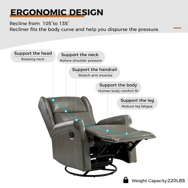 Fauteuil de maternité pivotant moderne en similicuir avec piètement en métal