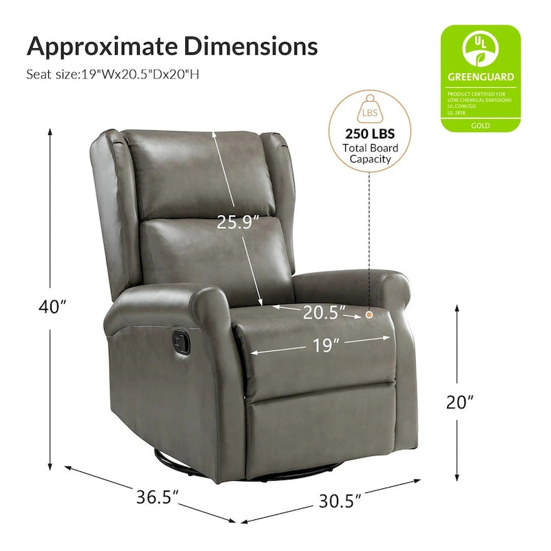 Fauteuil de maternité pivotant moderne en similicuir avec piètement en métal