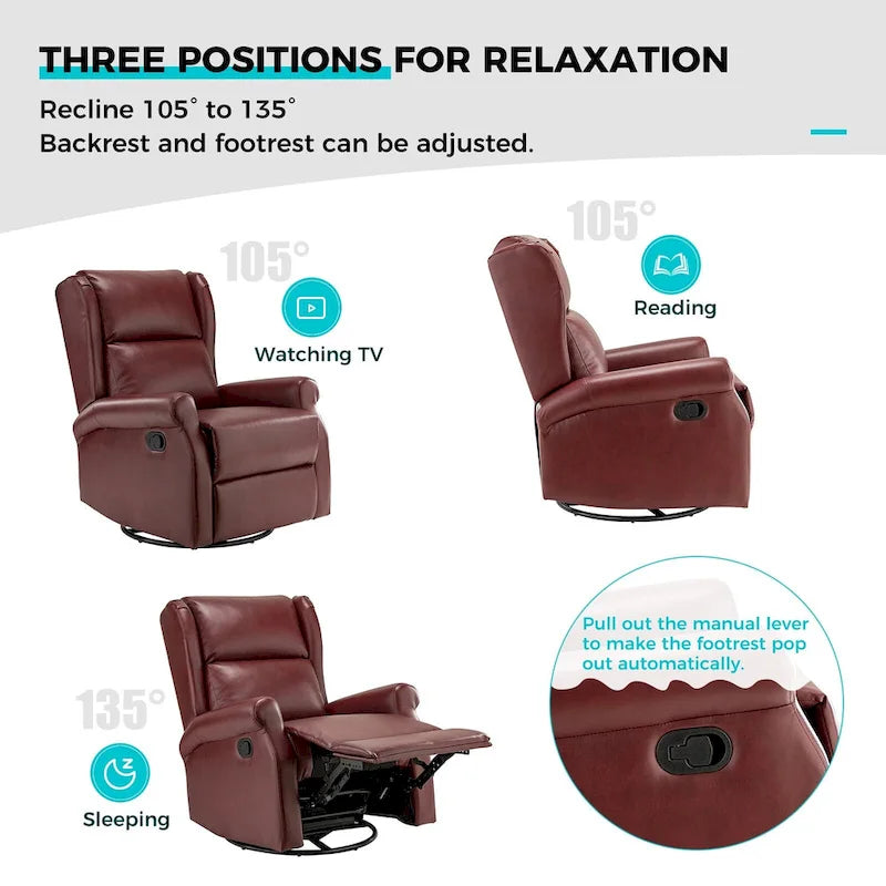 Fauteuil de maternité pivotant moderne en similicuir avec piètement en métal