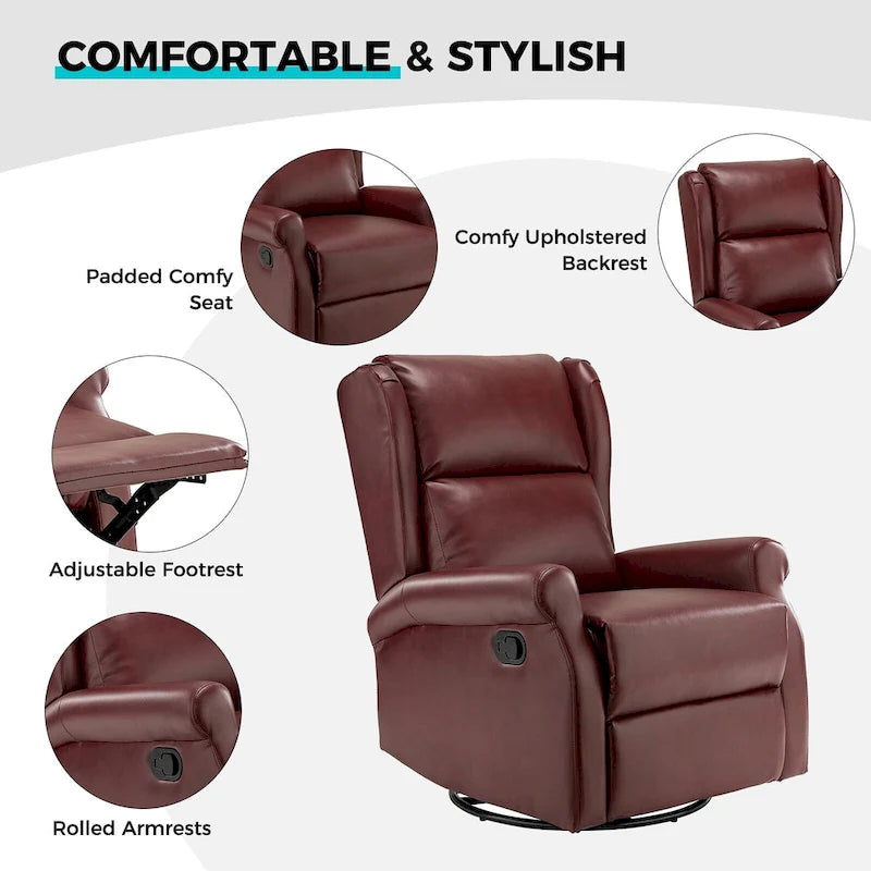 Fauteuil de maternité pivotant moderne en similicuir avec piètement en métal