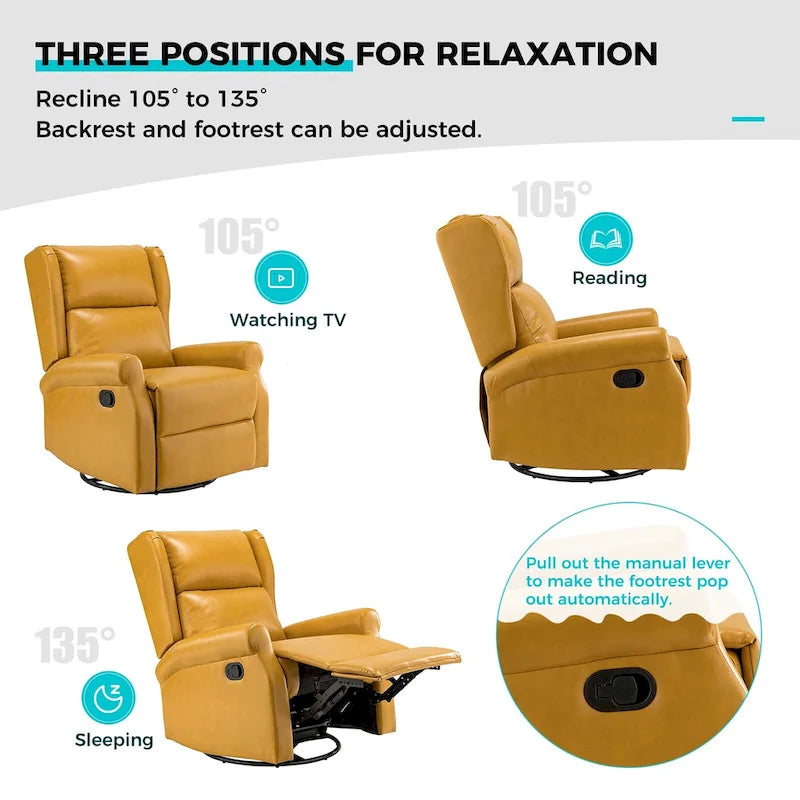 Fauteuil de maternité pivotant moderne en similicuir avec piètement en métal