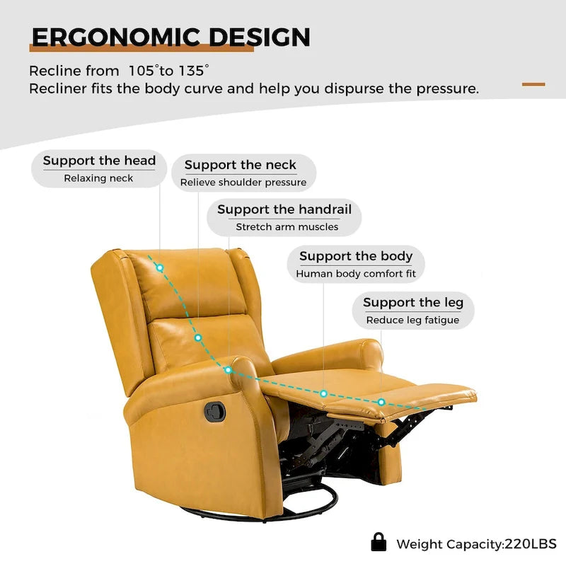 Fauteuil de maternité pivotant moderne en similicuir avec piètement en métal