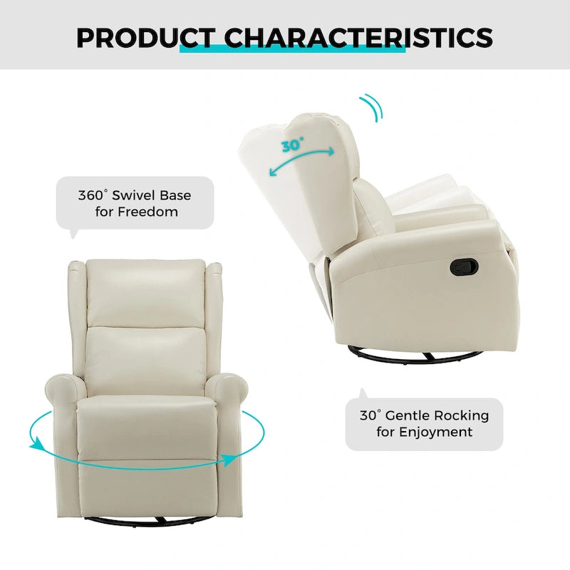 Fauteuil de maternité pivotant moderne en similicuir avec piètement en métal