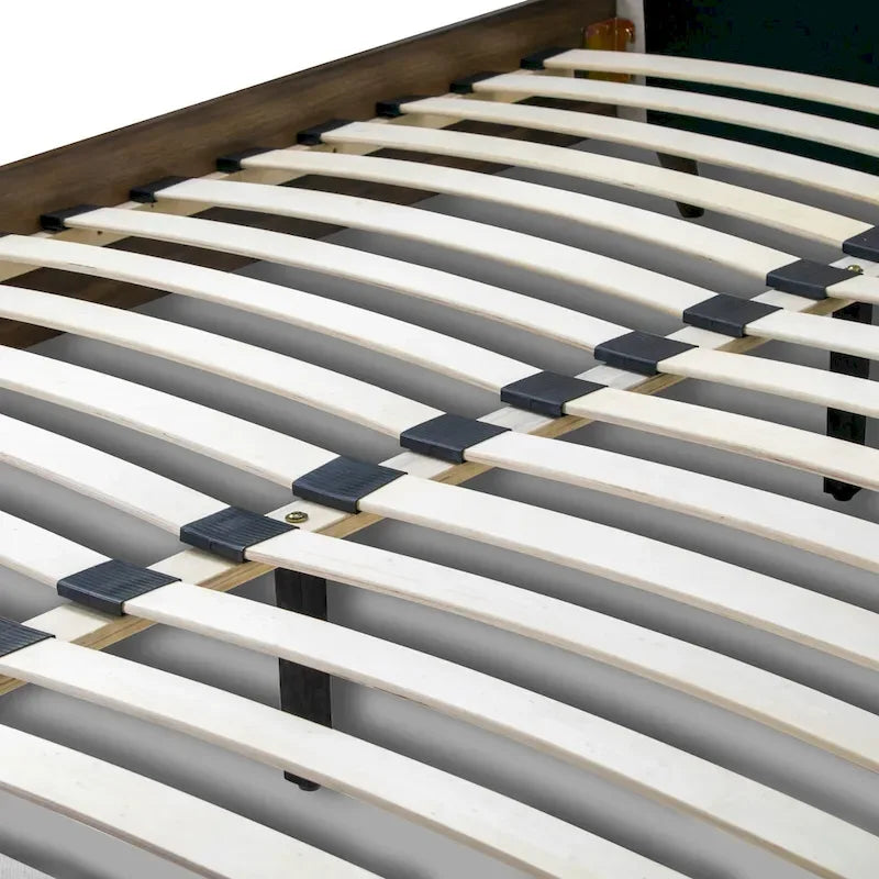 Beige Fabric Button-Tufted Bed