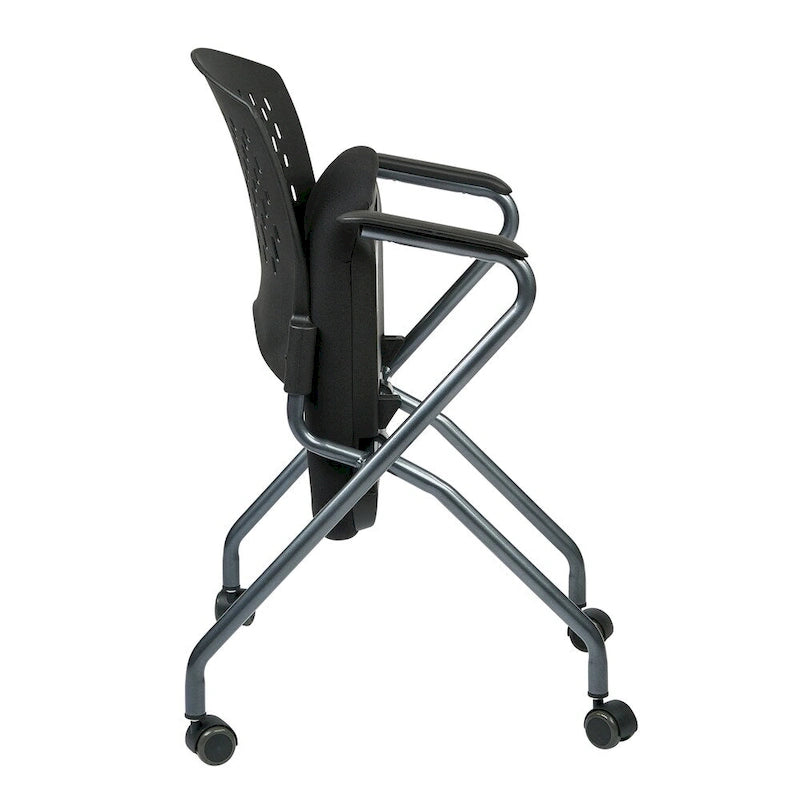 Deluxe Folding Chair with Ventilated Plastic Wrap Around Back 2-Pack