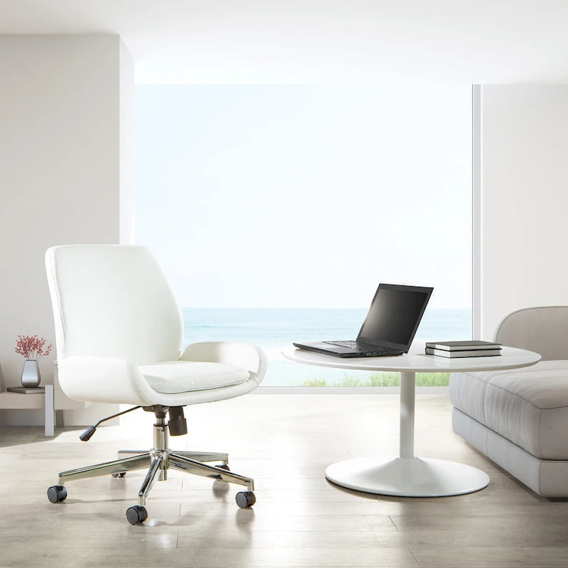 Office Chair with Faux Leather and Chrome Finish Base