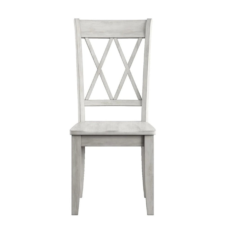 Distressed Rustic-Style Round Dining Set with X-Base Table — Double X-Back Chair Design