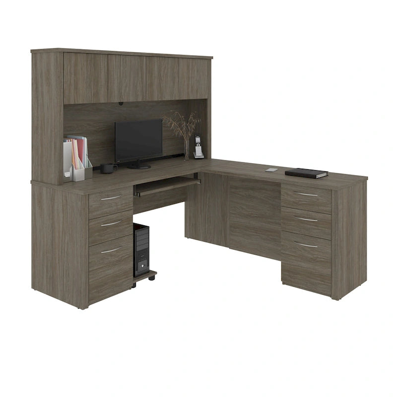 Bureau d'angle avec poste de travail et 6 tiroirs
