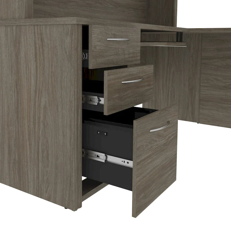 Bureau d'angle avec poste de travail et 6 tiroirs