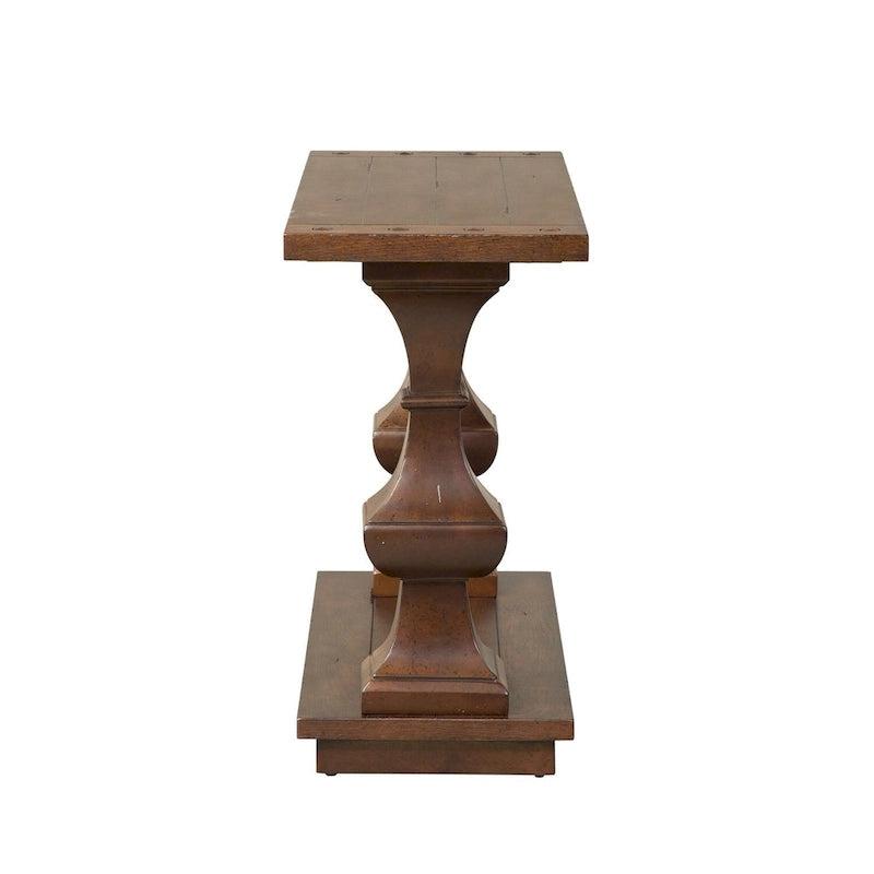 Table d'appoint de canapé marron avec un plateau épais en chêne