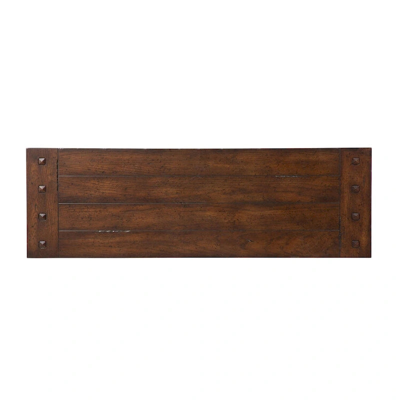 Table d'appoint de canapé marron avec un plateau épais en chêne