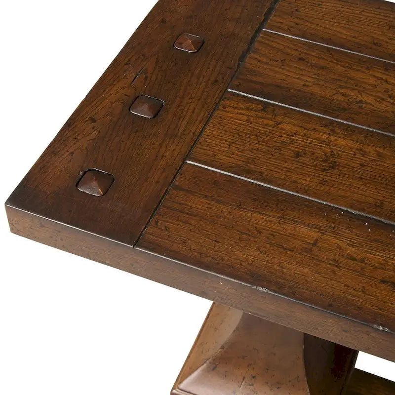 Table d'appoint de canapé marron avec un plateau épais en chêne