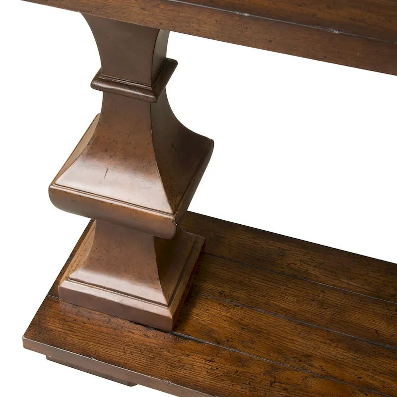 Table d'appoint de canapé marron avec un plateau épais en chêne