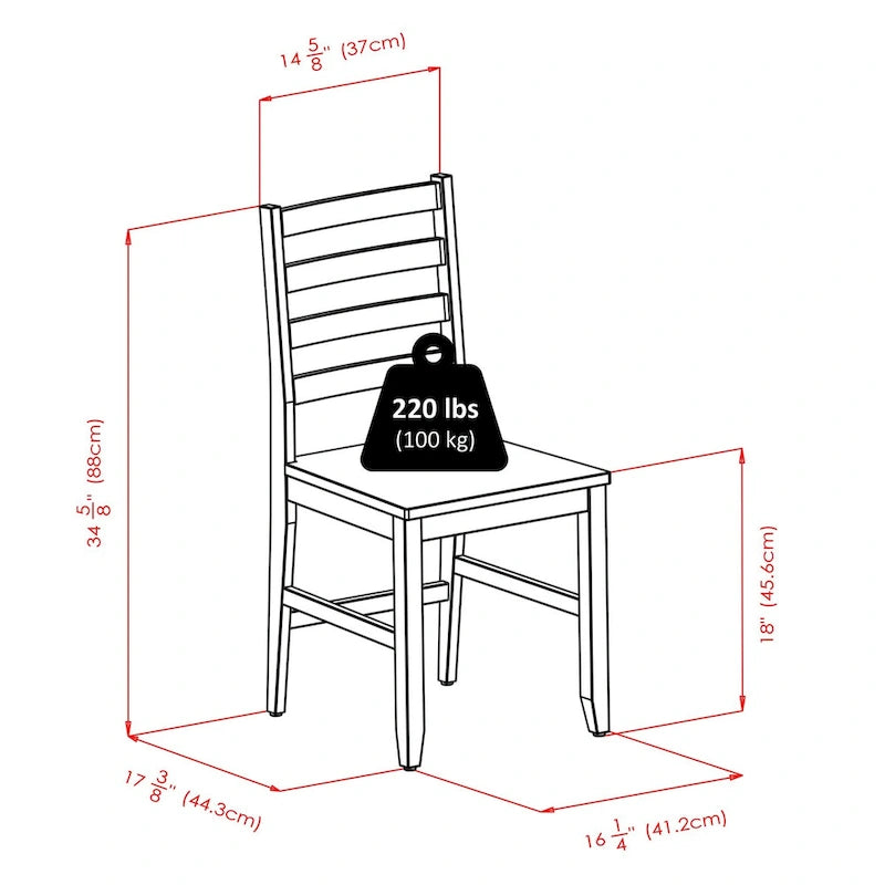 Folding Table and Chair Set (with Ladder-back Chairs) — Walnut Finish