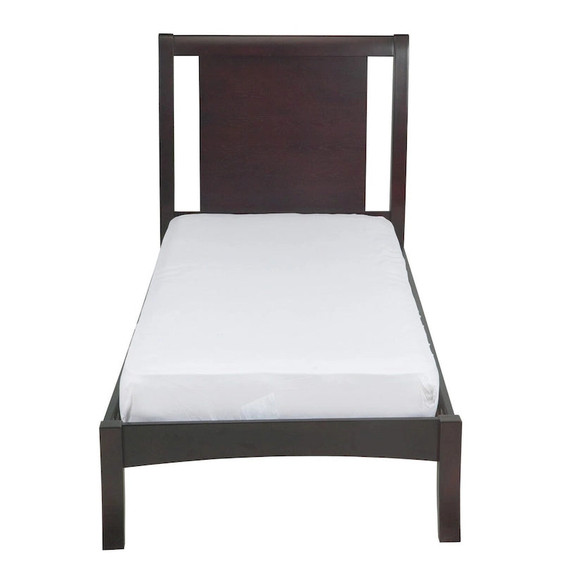 California King Bed, Sleigh-Style Panel Headboard, Espresso Brown Mahogany Finish