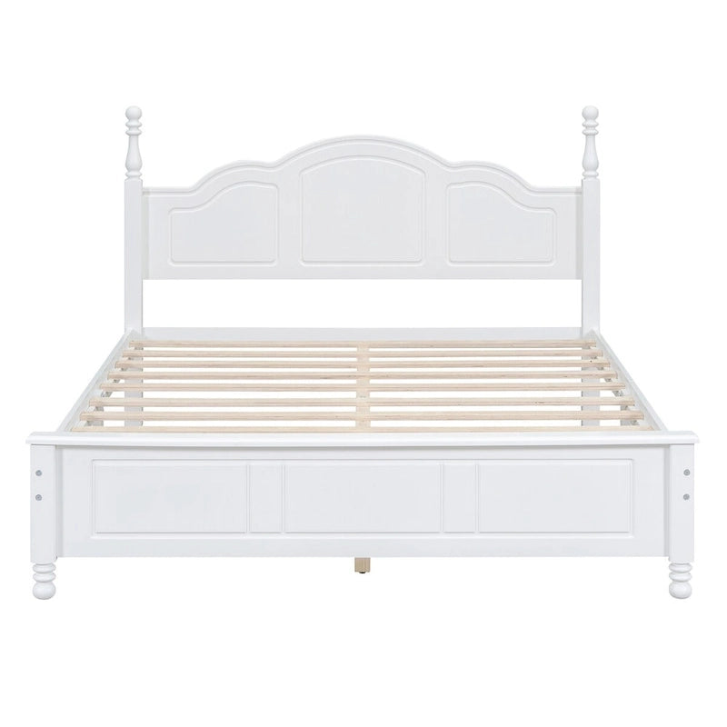 Retro-Style Wooden Platform Bed Frame (Includes Headboard and Wooden Slat Support)