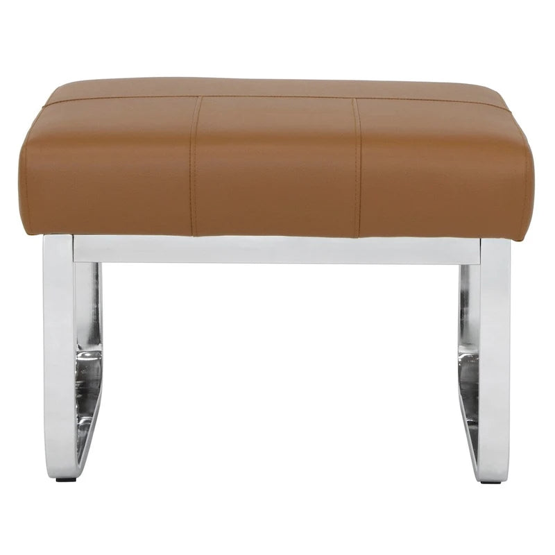 Repose-pieds rectangulaire moderne en métal et cuir patchwork