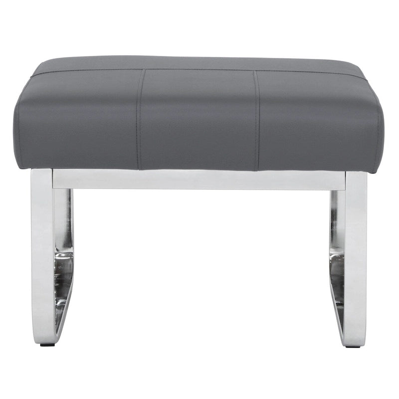 Repose-pieds rectangulaire moderne en métal et cuir patchwork