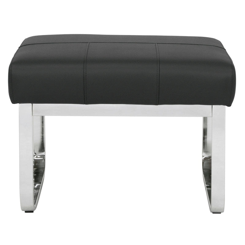 Repose-pieds rectangulaire moderne en métal et cuir patchwork