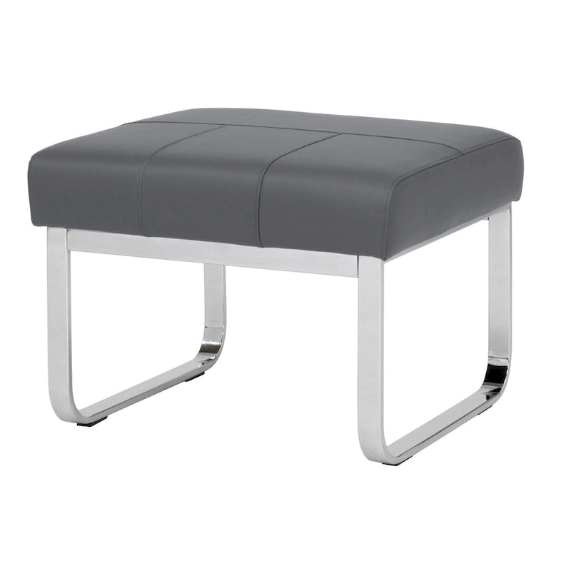 Repose-pieds rectangulaire moderne en métal et cuir patchwork
