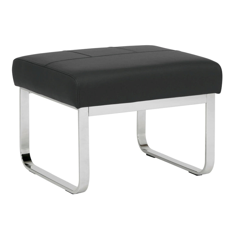 Repose-pieds rectangulaire moderne en métal et cuir patchwork