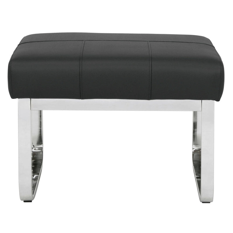 Repose-pieds rectangulaire moderne en métal et cuir patchwork