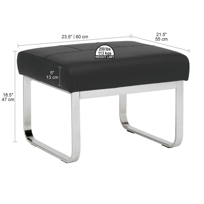 Repose-pieds rectangulaire moderne en métal et cuir patchwork