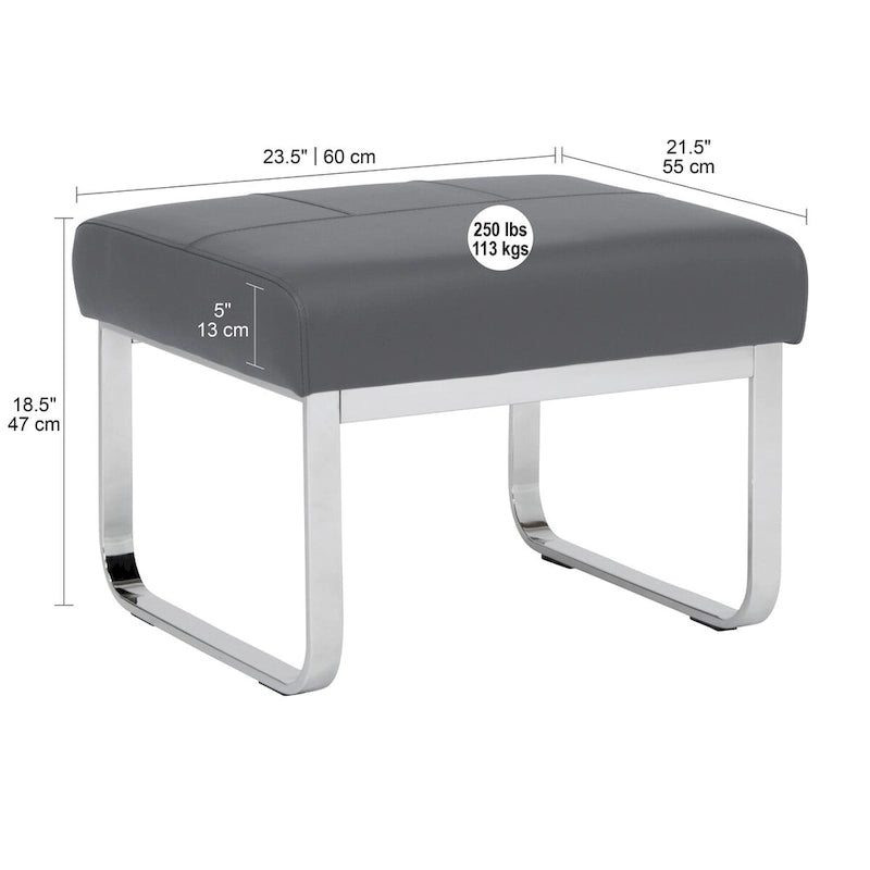 Repose-pieds rectangulaire moderne en métal et cuir patchwork