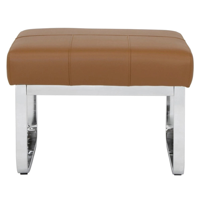 Repose-pieds rectangulaire moderne en métal et cuir patchwork