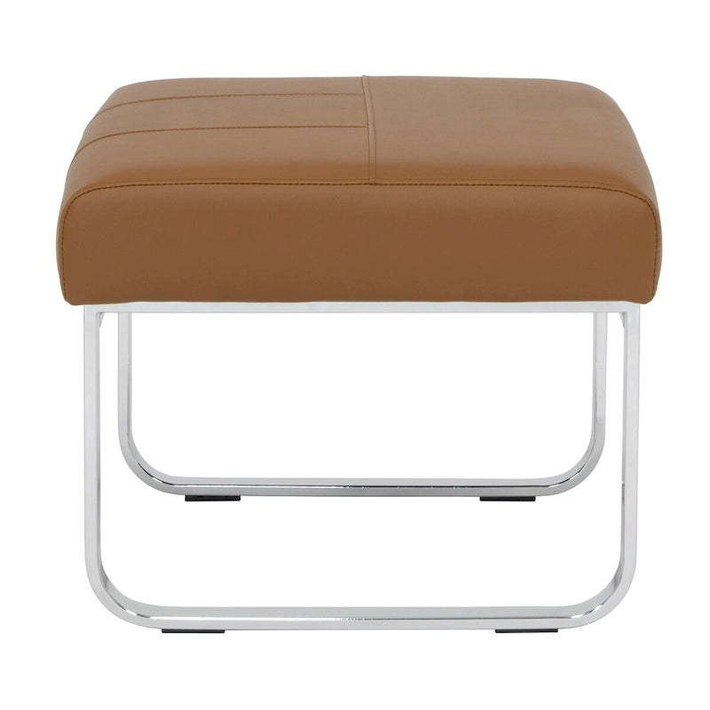 Repose-pieds rectangulaire moderne en métal et cuir patchwork