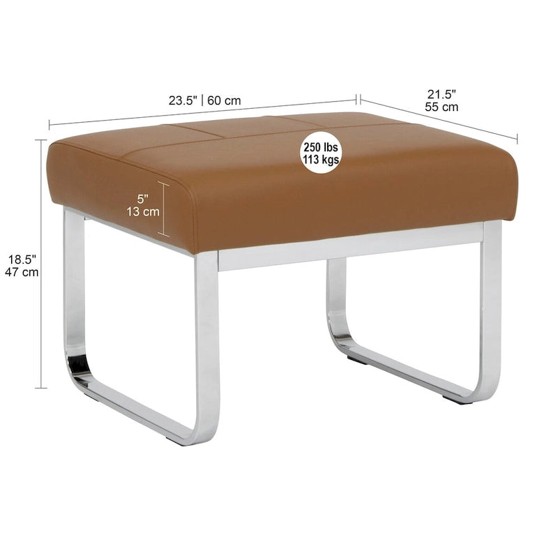 Repose-pieds rectangulaire moderne en métal et cuir patchwork