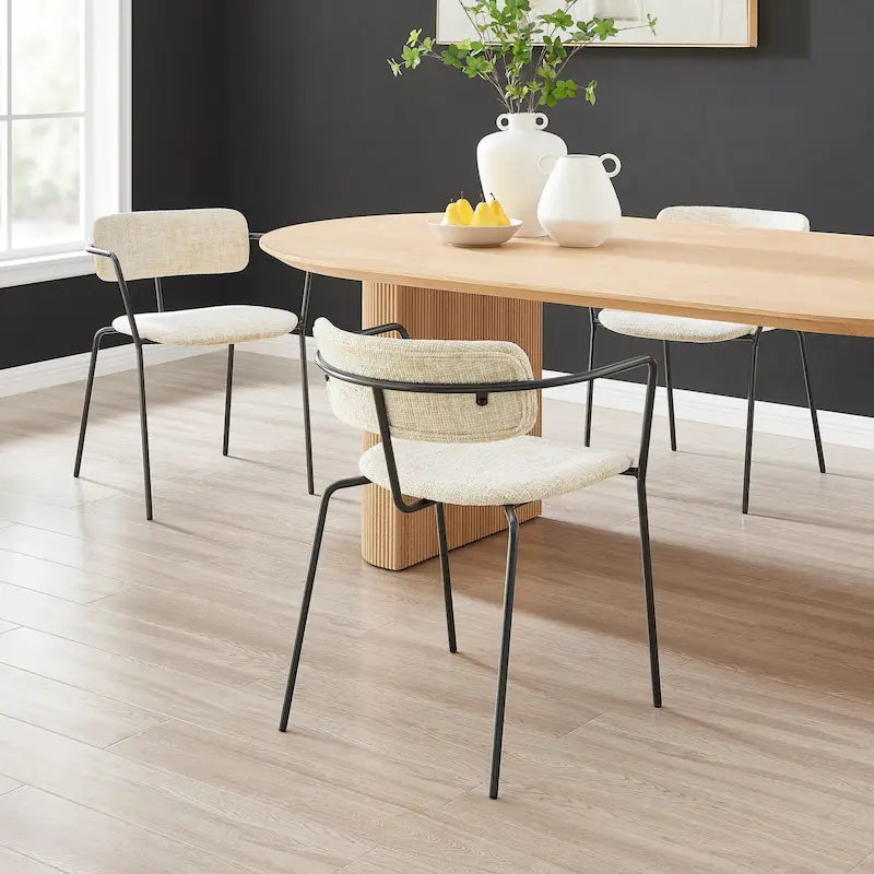 Chaises de salle à manger en tissu (avec accoudoirs, lot de 2)