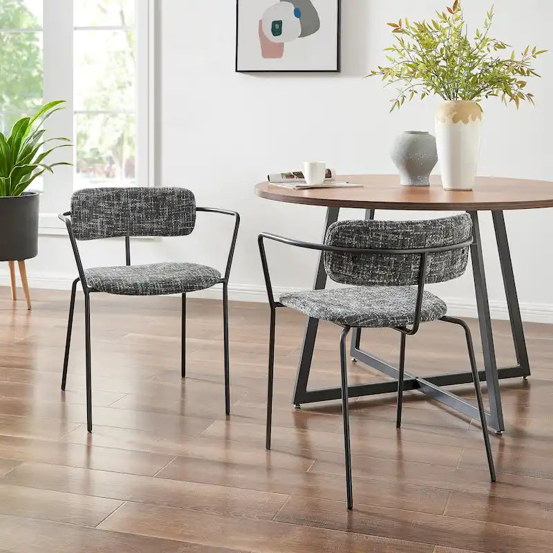 Fabric Dining Chairs (With Armrests, Set of 2)