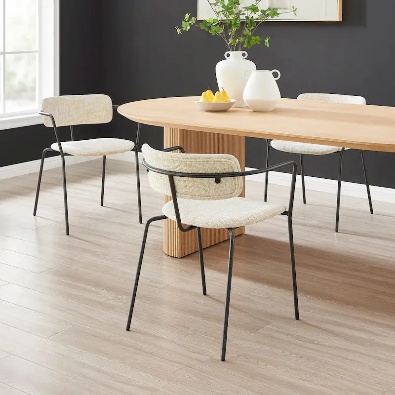 Chaises de salle à manger en tissu (avec accoudoirs, lot de 2)