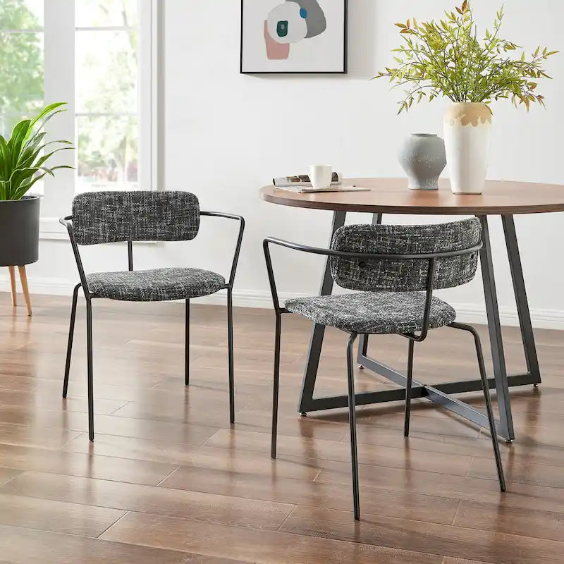 Chaises de salle à manger en tissu (avec accoudoirs, lot de 2)