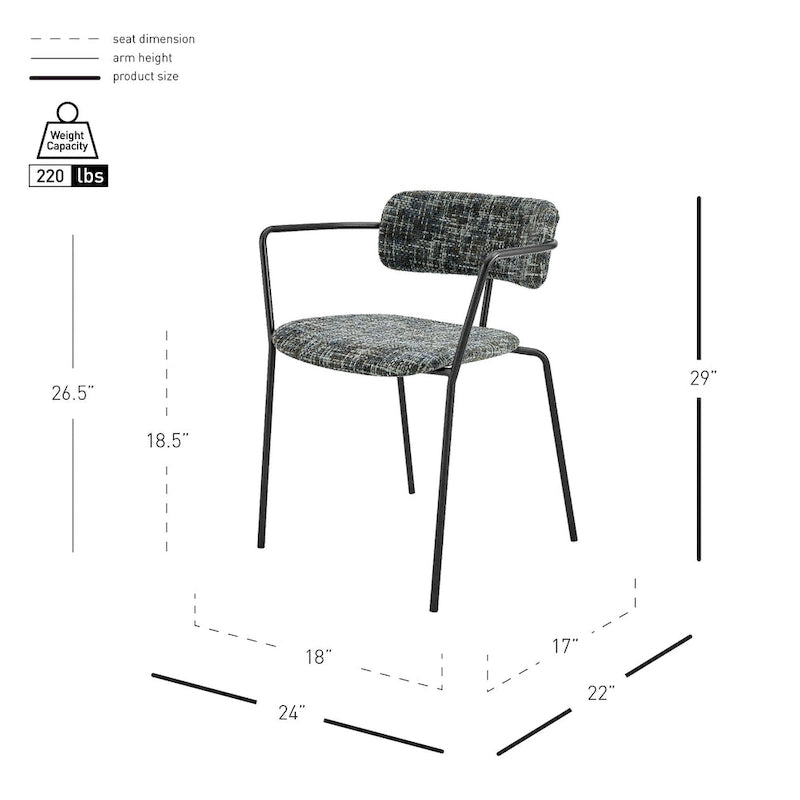 Chaises de salle à manger en tissu (avec accoudoirs, lot de 2)