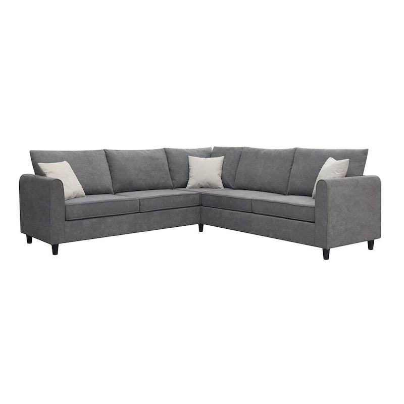 91-inch Modern L-shaped Upholstered Sectional Sofa with Three Pillows - 91W x 91D x 33.5H