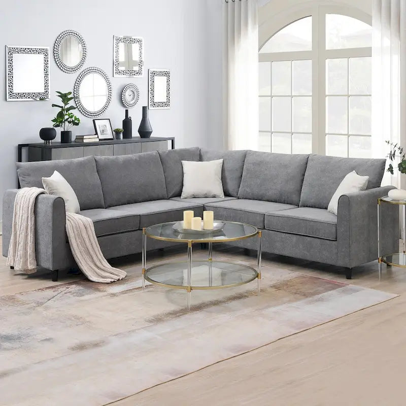 91-Inch Modern L-Shaped Upholstered Sofa