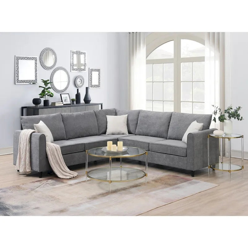 91-Inch Modern L-Shaped Upholstered Sofa
